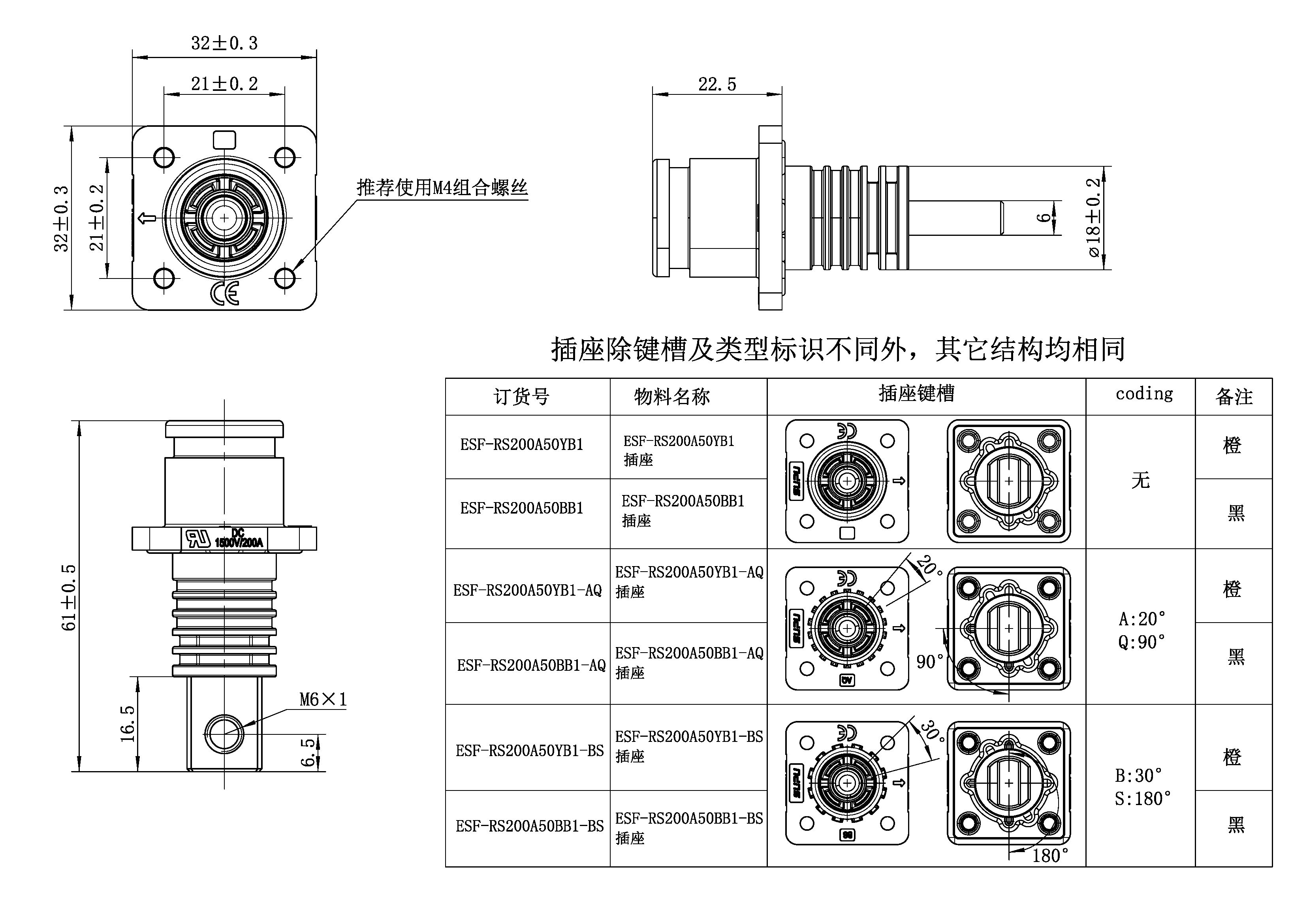 储能连接器ESF-RS200A50BB1-AQ-速普IP67新能源储能连接器